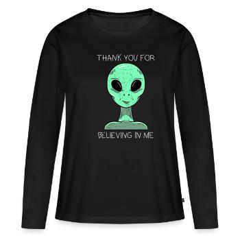 Merci d'avoir cru en moi - T-shirt manches longues Premium bio Femme - noir - Devant - Julia (174cm)