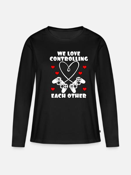 We Love Controlling Each Other - Frauen Premium Bio Langarmshirt - Schwarz