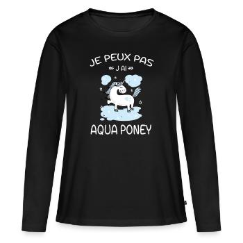 Je Peux Pas J'ai Aqua Poney - T-shirt manches longues Premium bio Femme - noir - Devant - Julia (174cm)