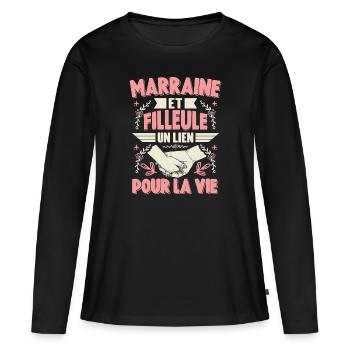 Marraine et Filleule Un Lien Pour La Vie - T-shirt manches longues Premium bio Femme - noir - Devant - Julia (174cm)