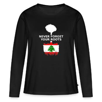 Libanon Never Forget Your Roots - Frauen Premium Bio Langarmshirt - Schwarz - Vorne - Julia (174cm)
