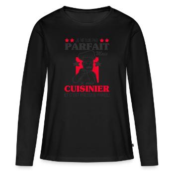 Cuisinier Shirt • Un cuisinier parfait Cadeau - T-shirt manches longues Premium bio Femme - noir - Devant - Julia (174cm)