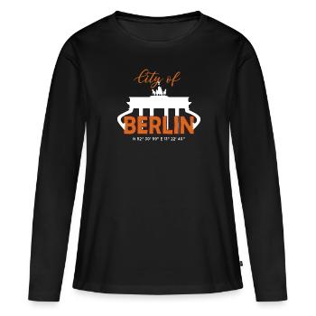 City of Berlin - Frauen Premium Bio Langarmshirt - Schwarz - Vorne - Julia (174cm)