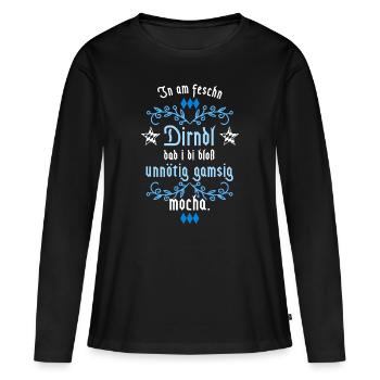 In am Dirndl dad i di gamsig mocha - Frauen Premium Bio Langarmshirt - Schwarz - Vorne - Julia (174cm)