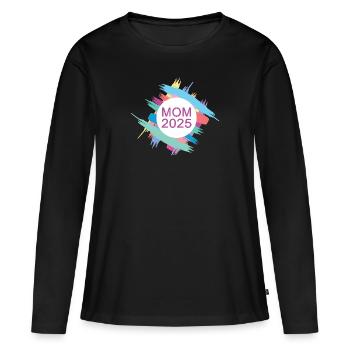 Mom 2025 Ich Werde Mama Neue Mutter Babyparty 25 - Frauen Premium Bio Langarmshirt - Schwarz - Vorne - Julia (174cm)