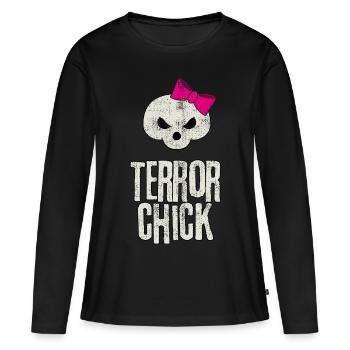 Terreur Tussi Skull - T-shirt manches longues Premium bio Femme - noir - Devant - Julia (174cm)