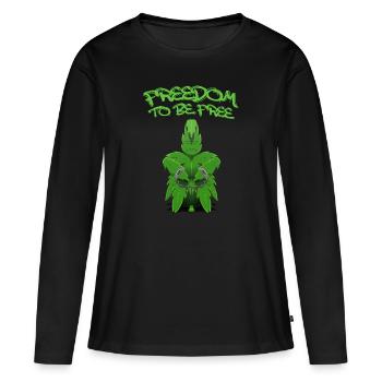 Désherbage gratuit - T-shirt manches longues Premium bio Femme - noir - Devant - Julia (174cm)