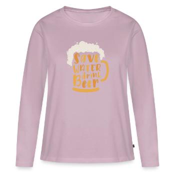 Save water Drink beer - Women's Premium Organic Long Sleeve Shirt - dusky pink - Front - Julia (174cm)