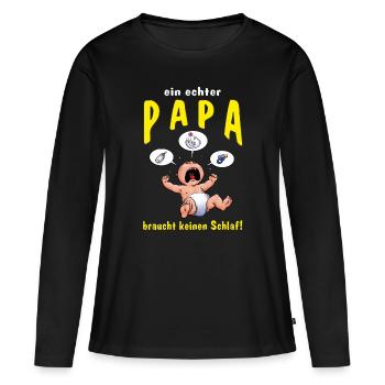 CD - ein echter Papa braucht keinen Schlaf - - - Frauen Premium Bio Langarmshirt - Schwarz - Vorne - Julia (174cm)