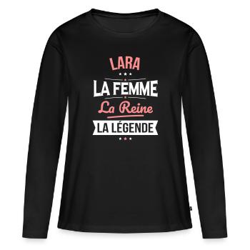 Lara - La Femme - La Reine - La Légende - T-shirt manches longues Premium bio Femme - noir - Devant - Julia (174cm)