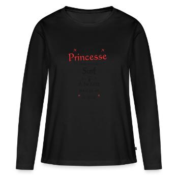 Princesse et Surf - T-shirt manches longues Premium bio Femme - noir - Devant - Julia (174cm)