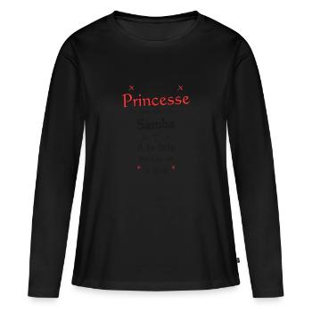 Princesse Et Samba - T-shirt manches longues Premium bio Femme - noir - Devant - Julia (174cm)