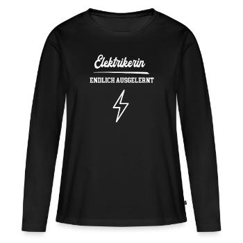 Elektrikerin Endlich Ausgelernt Lehrling Azubine - Frauen Premium Bio Langarmshirt - Schwarz - Vorne - Julia (174cm)