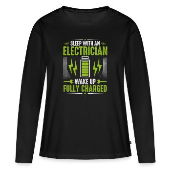 Électricien électricien électricien - T-shirt manches longues Premium bio Femme - noir - Devant - Julia (174cm)