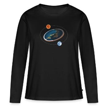 Flat Earth Society Globe Map Flat Earth Model - Women's Premium Organic Long Sleeve Shirt - black - Front - Julia (174cm)