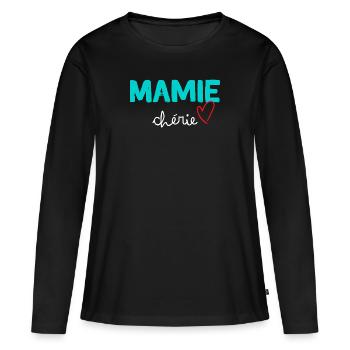 Mamie Je T'Aime Cadeau Pour ma Grand-Mère - T-shirt manches longues Premium bio Femme - noir - Devant - Julia (174cm)