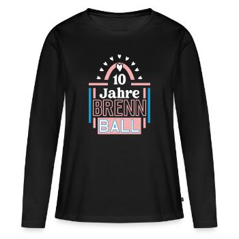 Brennball Jubiläum 10 Jahre Trainerin Spielerin - Frauen Premium Bio Langarmshirt - Schwarz - Vorne - Julia (174cm)