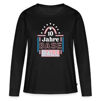 Baseball Jubiläum 10 Jahre Trainerin Spielerin - Frauen Premium Bio Langarmshirt - Schwarz - Vorne - Julia (174cm)