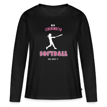 Softball Softballerin Baseball Spielerin - Frauen Premium Bio Langarmshirt - Schwarz - Vorne - Julia (174cm)