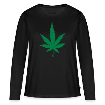 cannabis feuille 2905 - T-shirt manches longues Premium bio Femme - noir - Devant - Julia (174cm)