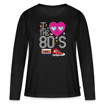 I Heart The 80's - T-shirt manches longues Premium bio Femme - noir - Devant - Julia (174cm)