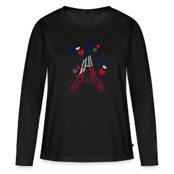 Tour Eiffel - T-shirt manches longues Premium bio Femme - noir - Devant - Julia (174cm)