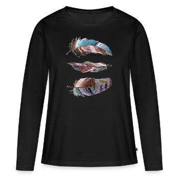 Stylo - T-shirt manches longues Premium bio Femme - noir - Devant - Julia (174cm)