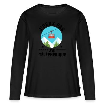 j'peux pas j'ai téléphérique - T-shirt manches longues Premium bio Femme - noir - Devant - Julia (174cm)