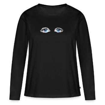 blue eyes - Women's Premium Organic Long Sleeve Shirt - black - Front - Julia (174cm)