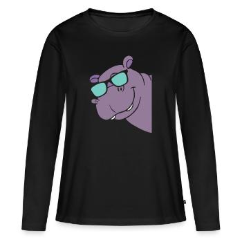 Nilpferd - Frauen Premium Bio Langarmshirt - Schwarz - Vorne - Julia (174cm)
