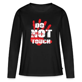 Ne pas toucher - T-shirt manches longues Premium bio Femme - noir - Devant - Julia (174cm)