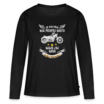 Femme De Motard Cadeau Original Citation moto - T-shirt manches longues Premium bio Femme - noir - Devant - Julia (174cm)