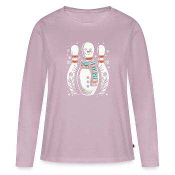 Bowling Skittles Snowman Christmas - Women's Premium Organic Long Sleeve Shirt - dusky pink - Front - Julia (174cm)