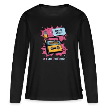 Ils sont différents ! - T-shirt manches longues Premium bio Femme - noir - Devant - Julia (174cm)