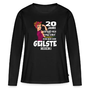 Geburtstag 20 Jahre Die Beste Geilste Chefin Queen - Frauen Premium Bio Langarmshirt - Schwarz - Vorne - Julia (174cm)