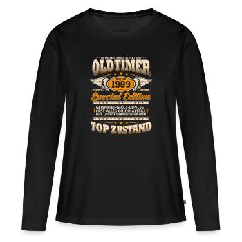 Baujahr 1989 - In diesem Shirt steckt ein Oldtimer - Frauen Premium Bio Langarmshirt - Schwarz - Vorne - Julia (174cm)