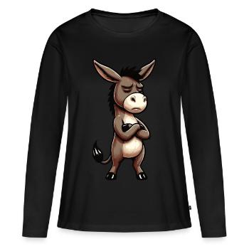 Âne âne âne âne porte-âne Muli âne à longues oreilles Muli - T-shirt manches longues Premium bio Femme - noir - Devant - Julia (174cm)