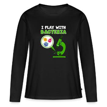 Biologist Shirt Biology Microscope Laboratory Gift - Women's Premium Organic Long Sleeve Shirt - black - Front - Julia (174cm)