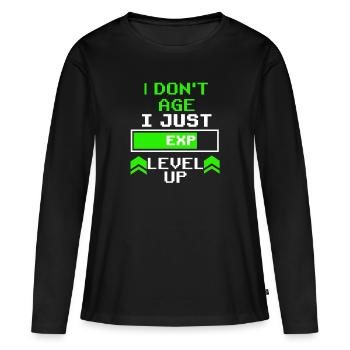 Gaming Shirt Gamer Computer Retro Nerd Geschenk - Frauen Premium Bio Langarmshirt - Schwarz - Vorne - Julia (174cm)