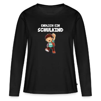 Schulanfang Schulbeginn Schulänfänger Geschenk - Frauen Premium Bio Langarmshirt - Schwarz - Vorne - Julia (174cm)