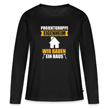 Maître d’ouvrage Maison Maison Maison Fête cool cadeau - T-shirt manches longues Premium bio Femme - noir - Devant - Julia (174cm)