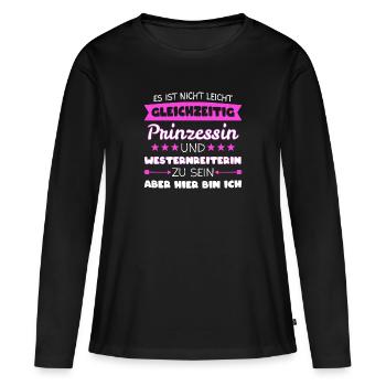 Westernreiten Westernreiter Pferd Western Geschenk - Frauen Premium Bio Langarmshirt - Schwarz - Vorne - Julia (174cm)