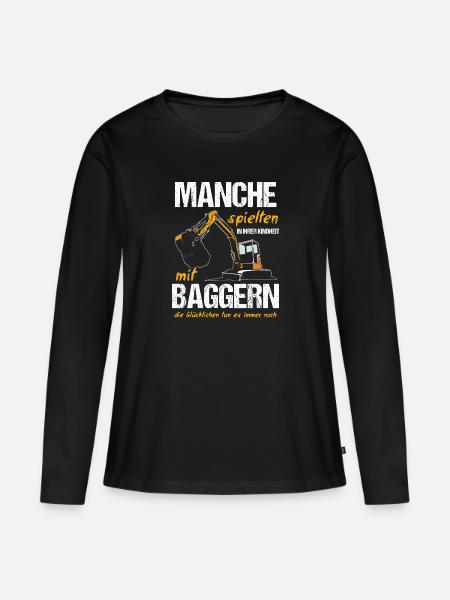 Bagger Baggerfahrer Strassenbau Geschenk - Frauen Premium Bio Langarmshirt - Schwarz