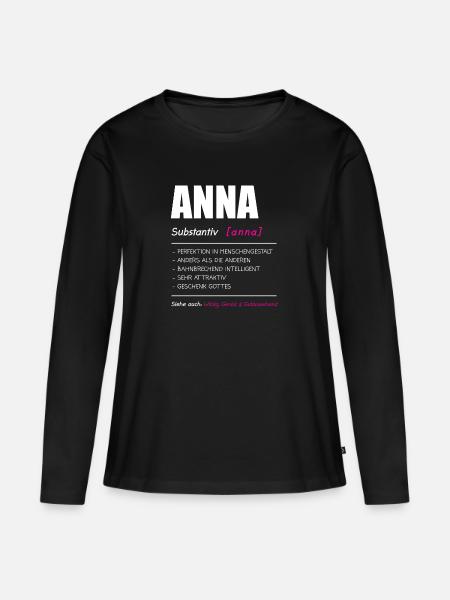 Anna Name Vorname Geschenk - Frauen Premium Bio Langarmshirt - Schwarz