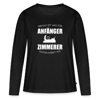 Zimmerer Zimmerei Zimmermann Geschenk - Frauen Premium Bio Langarmshirt - Schwarz - Vorne - Julia (174cm)