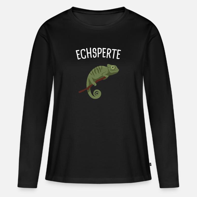 Echsperte Eidechse Reptil Geschenk - Frauen Premium Bio Langarmshirt - Schwarz