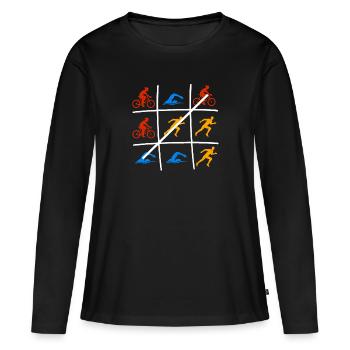 Triathlon triathlète triathlètes cadeau - T-shirt manches longues Premium bio Femme - noir - Devant - Julia (174cm)