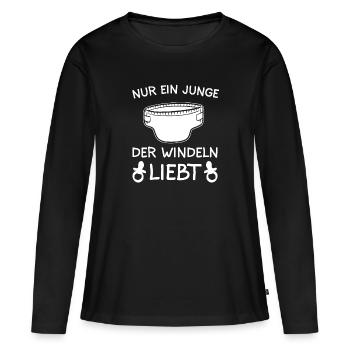 ABDL Adult Baby Windel Geschenk - Frauen Premium Bio Langarmshirt - Schwarz - Vorne - Julia (174cm)