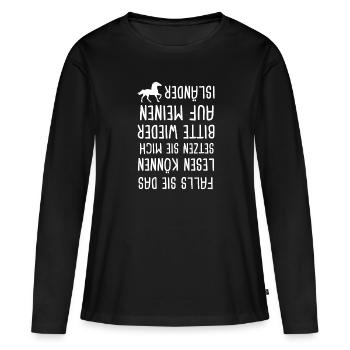 Islandpferd Isländer Islandpferde Geschenk - Frauen Premium Bio Langarmshirt - Schwarz - Vorne - Julia (174cm)