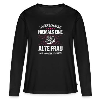 Wander Wandern Wanderer Damen Geschenk - Frauen Premium Bio Langarmshirt - Schwarz - Vorne - Julia (174cm)